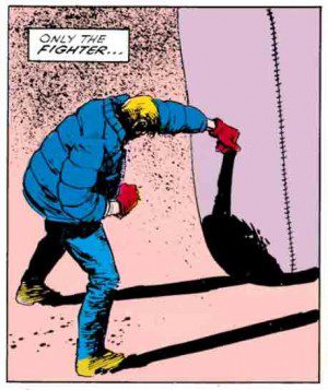 Matt sports a hideous winter coat, Daredevil #229 by Frank Miller and David Mazzucchelli